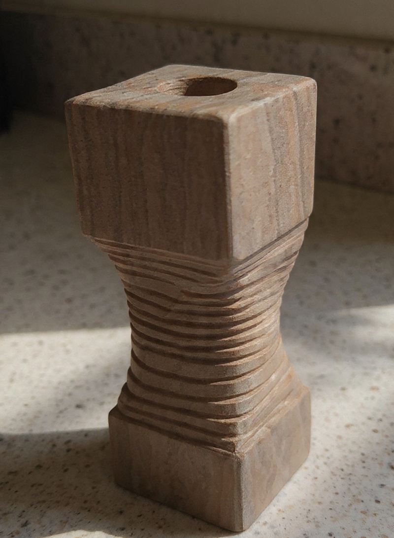 Marble pillar candle holder decor
