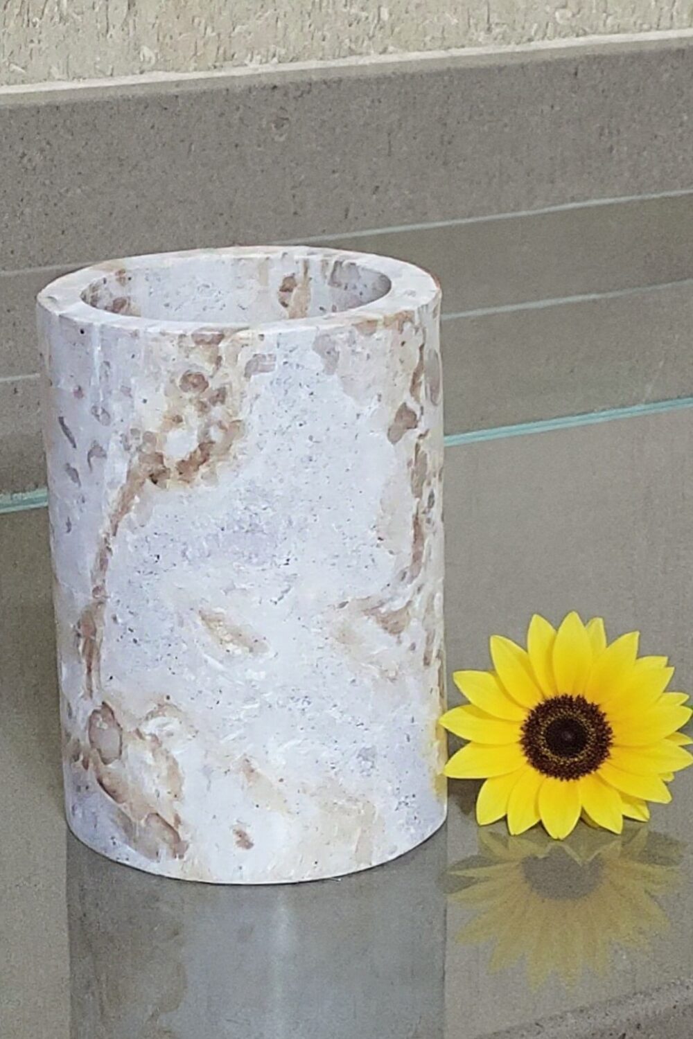 Handcrafted stone vase interior decor