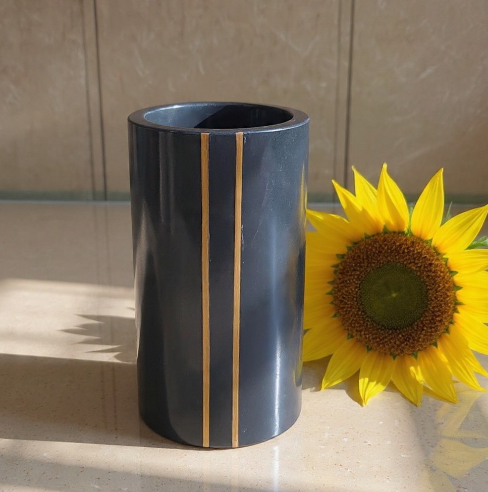 Handcrafted stone vase interior decor