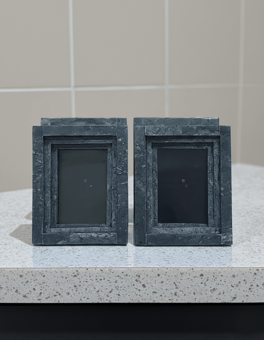 White marble photo frame luxury decor