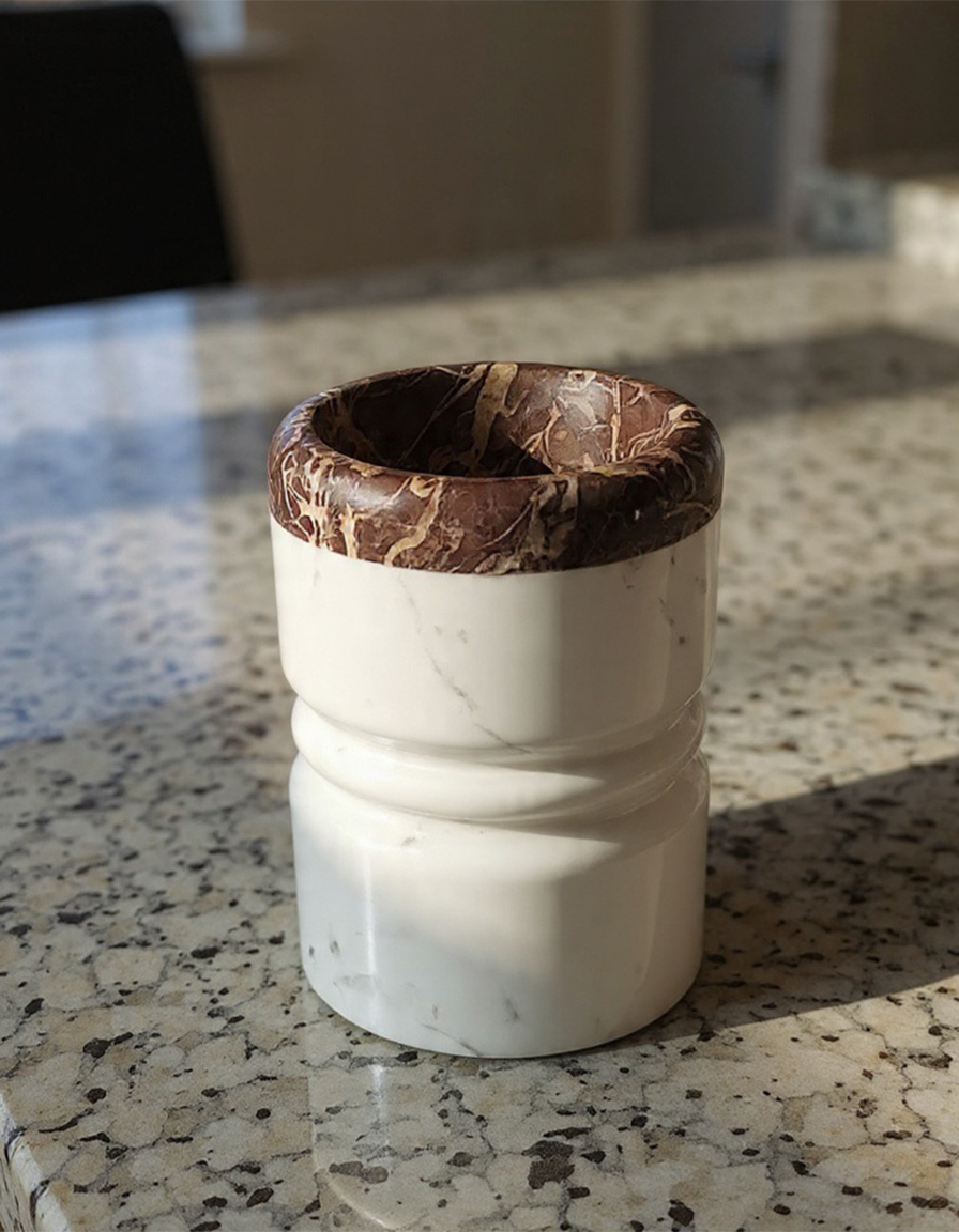 Carved marble snack serving bowl