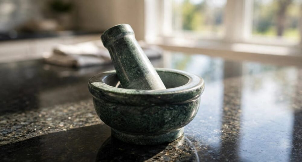M202610 Green Marble Mortar and Pastel